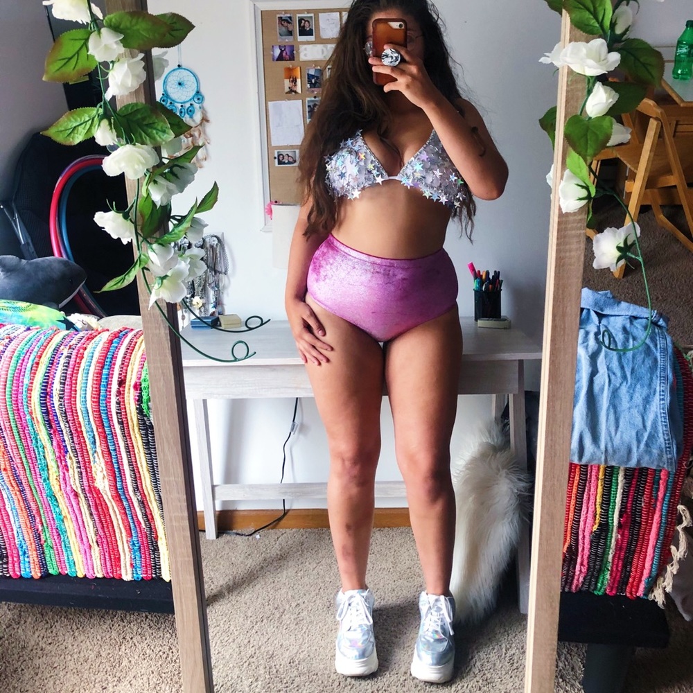 FREEDOM RAVEWEAR HOLOGRAPHIC VELVET BOTTOMS